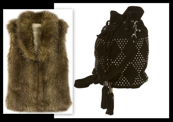 BB Dakota Faux Fur Vest_Topshop Studded Bag